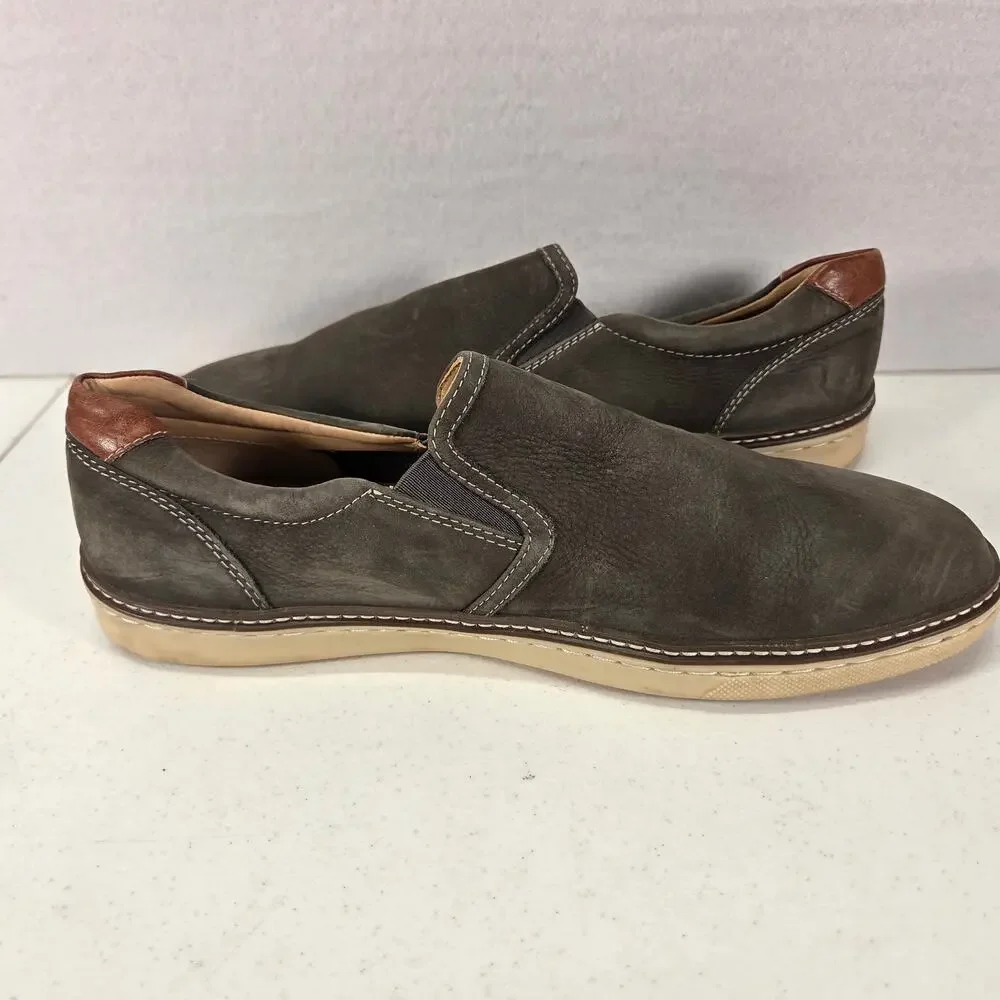 J&M Brown Leather Slip On Loafers Casual Comfort Shoes Mens 11M NWOT